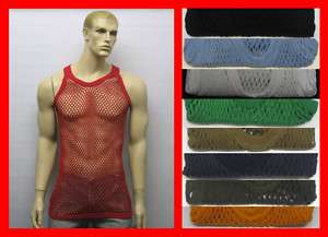 Cotton String Mesh Fishnet Muscle Vest Singlet Rasta  
