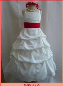 NEW IVORY APPLE RED JUNIOR BRIDESMAID FLOWER GIRL DRESS  