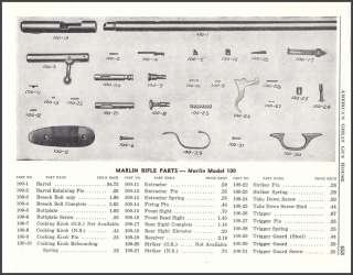 1950 MARLIN Model 100 RIFLE Parts List Ad  