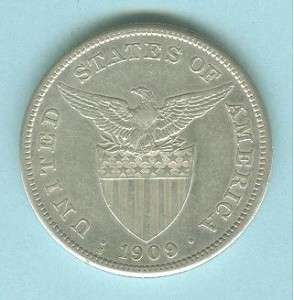 PHILIPPINES ONE PESO 1909S #781.SEE MORE COINS AND NOTES IN MY 