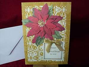   ANNA GRIFFIN MERRY CHIRSTMAS GREETINGS POINSETIA CARD #CH022  