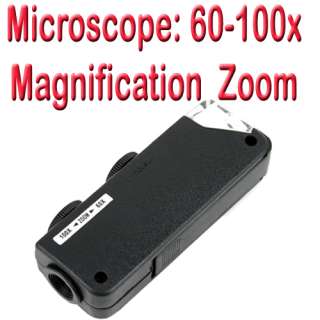60x 100x Zoom Pocket Microscope Magnifier Magnifying Loup Lens with 