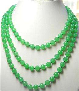 Long 56Green Emerald Gems Bead Necklace Natural  