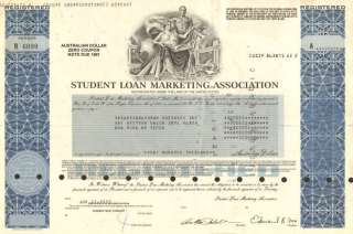 Sallie Mae  U.S. student loan bond stock certificate  