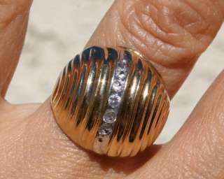   STUNNING 14K GOLD FILLED TEXTURED DOME RING WITH CENTER CZS  
