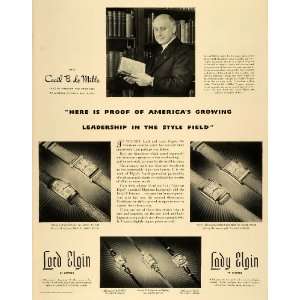  1941 Ad Lord Lady Elgin Wrist Watches Cecil B de Mille 