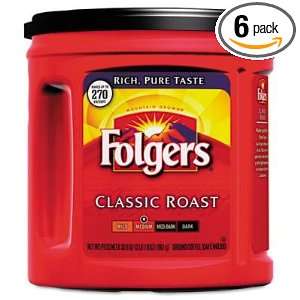 Folgers Classic Roast Medium Ground Coffee 33.9 oz (Pack of 6)