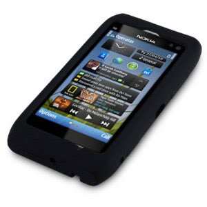 BLACK SILICONE CASE COVER POUCH SKIN FOR NOKIA N8 UK  