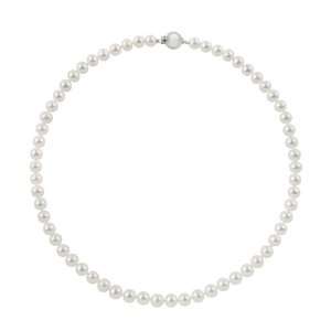   20 White Freshwater Pearl Necklace A Sterling Silver Ball Clasp