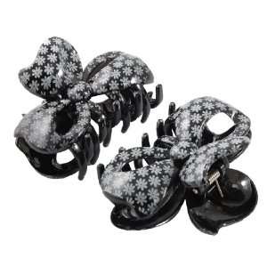   Pcs Flower Printed Plastic Hair Claws Clips Black for Women: Beauty