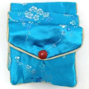  4 3x3.25 silk jewelry pouch coin gift bag light blue 