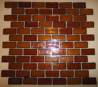  Brick 12x12 Rustic Glass Tile Mosaic Sheet (1x2 Tiles)  