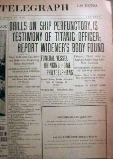 1912 newspaper TITANIC Ocean Liner DISASTER inquiry  