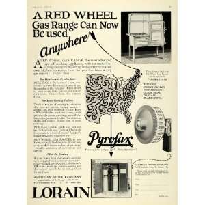   Ad Lorain Pyrofax Red Wheel Gas Range Stove Oven   Original Print Ad