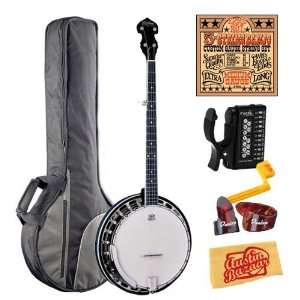  B14K Five String Banjo Bundle with Gig Bag, Tuner, Strings, String 