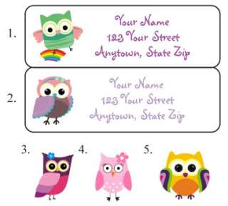 Personalized Colorful OWLS Address Labels Owls  