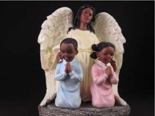 Black African American Guardian Angel Praying Children  