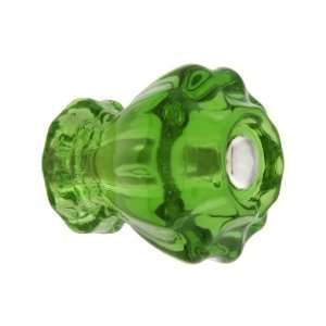  Medium Fluted Forest Green Glass Cabinet Knob With Nickel 