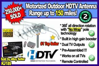 NEW! AMPLIFIED ROTOR ANTENNA HDTV HD TV VHF UHF OUTDOOR 692114111019 