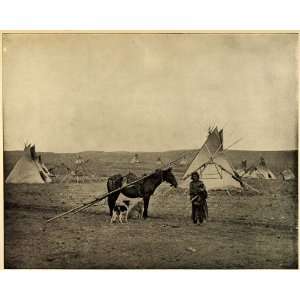 Print Native American Indian Pony Camp Teepees Alberta Canada Cultural 
