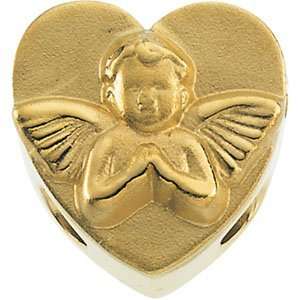  Jewelry Gift 10K Yellow Gold Heart Shaped Bracelet Slide W/Angel 