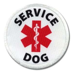 SERVICE DOG Assistance Animal Red Medical Alert Symbol 4 inch Sew on 