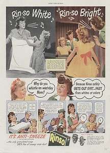 Rinso Dish Detergent 1945 Vintage Soap Ad, Patsy Anne Heinz, Anti 