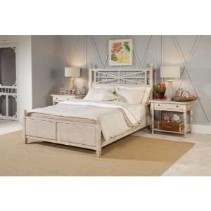   Weathered White Americana Home Arbor Gate Queen Low Poster Bed 114 323
