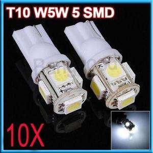   168 W5W 5 SMD 5050 White LED Car Wedge Tail Side Light Lamp Bulb 12V