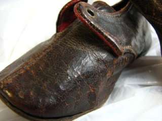 ANTIQUE PAIR BABY BROWN LEATHER SHOES  
