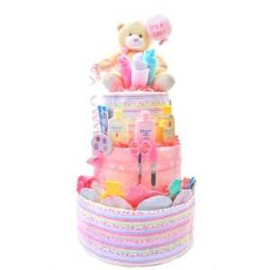  Pink 3 Layer Diaper Cake   Baby Shower Centerpiece & Gift 