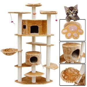 New 80 Cat Tree House Scratcher Post Pet Furniture with Hammock Toys 