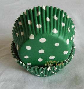 50 white dot xmas green cupcake liners baking paper cup  