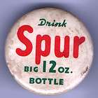 Vintage pin Drink SPUR Cola pinback SODA Big 12 Oz. Bottle button