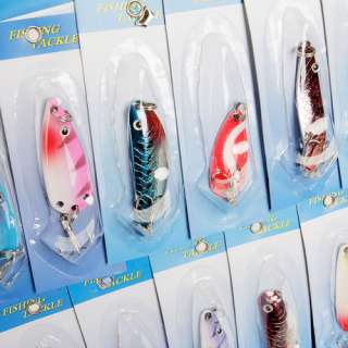   Pcs Kinds Assorted Metal Fishing Lures Spoons Blades Bass Baits Tackle