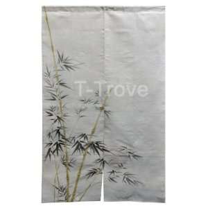  Noren / Door Curtain White with Bamboo Leaves