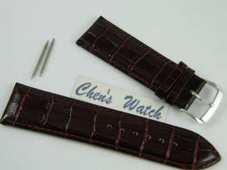 HQ 24 MM BROWN CROC RED GRAIN ITALIAN LEATHER STRAP 24/22MM WATCH BAND 