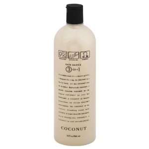 Bath Basics Bubble Bath Shower Gel Shampoo, 3 in 1, Coconut 32 oz (946 