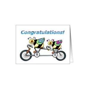 Bees on a Tandem Bike Congratulations Card: Health 