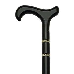 cane has a derby handle and hardwood black stained shaft. This wooden 
