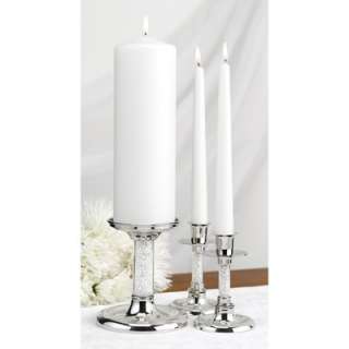Unity Candle Holder Wedding Beads Stand Silver Set  