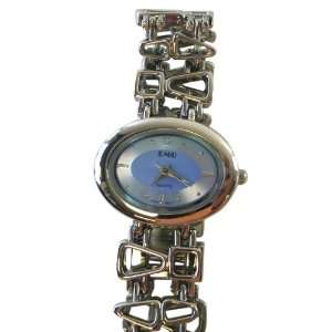  EMU Silver Plated Watch With Round Blue Face and Geometric 