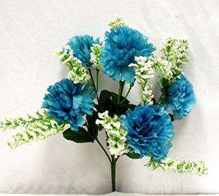 TURQUOISE CARNATIONS Silk Wedding Bouquet Flowers  