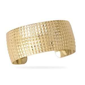  14kt GP Brass Square Design Fashion Cuff Bracelet Jewelry