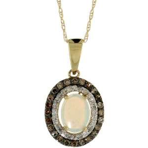   Brown Diamonds, & 0.50 Carat Oval Cut (6x4mm) Opal Stone Jewelry