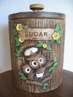   CRAFT Vintage Owl Sugar Candy Kitchen Ceramic Canister Jar Made In USA
