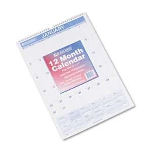   Monthly Wall Calendar, Blue and Red, 12 x 17, 2012 Electronics