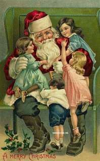 SANTA CLAUS WITH CHILDREN VICTORIAN CHRISTMAS CARDS  