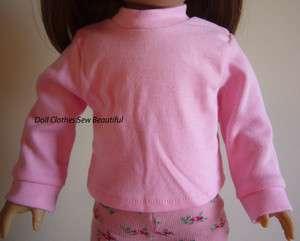 Doll Clothes fit American Girl Pink Long Sleeve T Shirt Turtleneck 