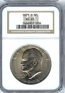 1971 D EISENHOWER S$1 NGC MS 65 NICE COIN  